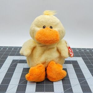 Ty Pluffies Waddler Yellow Duck Plush TyLux 2008 8 Inch Stuffed Animal with Tag